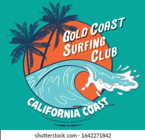 Vector wave surf illustration for tshirt print

