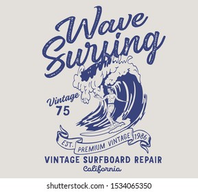 vector wave surf rider illustration