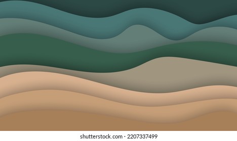 Vector Wave Texture Papercut Landscape Background