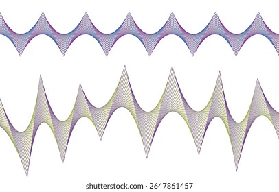 Onda vetorial. Fundo branco das ondas. Elemento de onda abstrato para projeto. Equalizador de faixa de frequência digital. Arte vetorial.