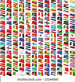 Vector of  waved national flags