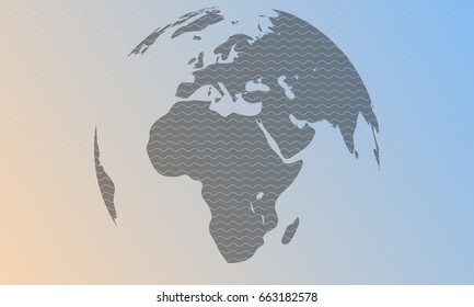 Vector waves abstract background with globe. Vector template for citybanner, website, design, cover, infographics and more. Geometric abstraction. Editable eps10 Vector.