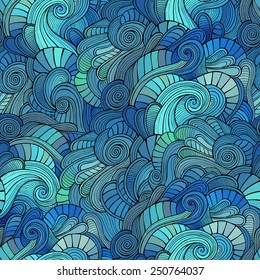 Vector waves decorative doodles seamless pattern