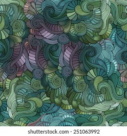 Vector waves decorative doodles seamless pattern