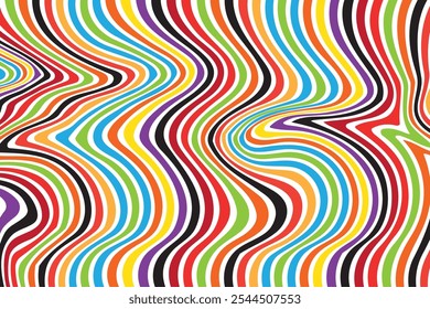 Vector waves lines pattern. psychedelic illustration waves marbling, Wavy Swirl Seamless pattern, multicolored wallpaper graphic design.
