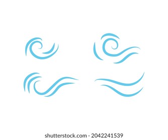 Vector waves set of elements for design, blue silhouettes against a light background