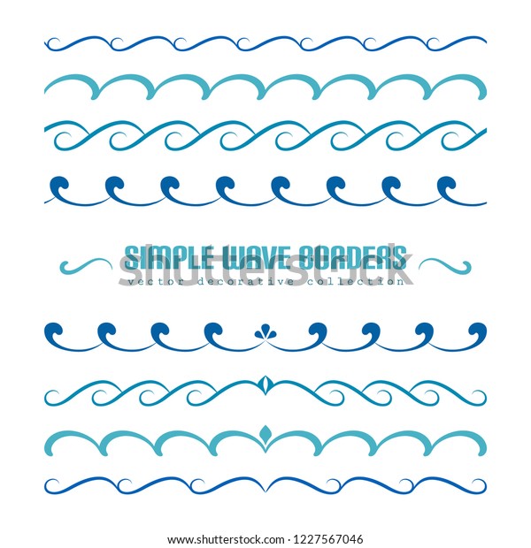 Vector waves, set of wavy borders, divider lines with curly pattern