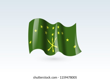 Vector of waving Adygea flag, isolated flag icon. independence day or national day flag symbol.