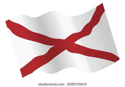 Vector waving Alabama Flag. American official symbol. US state,  crimson cross of St. Andrew on a white field, banner USA 