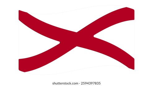 Vector Waving Alabama Flag. American state,  wavy banner