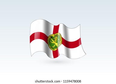 Vector of waving Alderney flag, isolated flag icon. independence day or national day flag symbol.