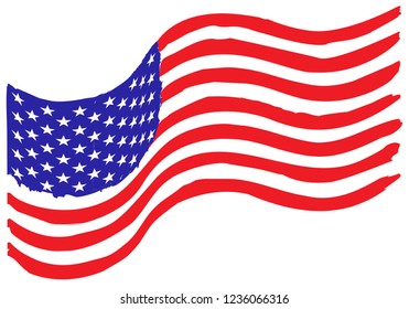 Vector waving American flag