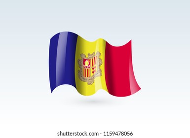 Vector of waving andorra flag, isolated flag icon. independence day or national day flag symbol.