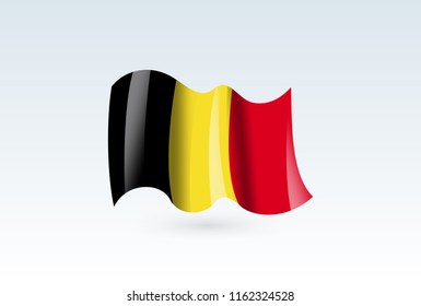 Vector of waving Belgium flag, isolated flag icon. independence day or national day flag symbol.