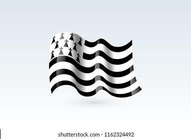 Vector of waving brittany flag, isolated flag icon. independence day or national day flag symbol.