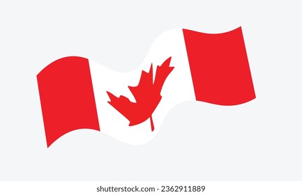 Vector ondeando bandera canadiense sobre fondo blanco. Ondeando un vector de bandera canadiense. Elegante vectorial ondulado Bandera de Canadá. Bandera vectorial nacional de Wave Canadá