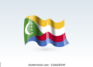 Vector of waving Comoros flag, isolated flag icon. independence day or national day flag symbol.