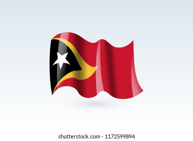 Vector of waving East Timor flag, isolated flag icon. independence day or national day flag symbol.