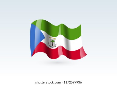 Vector of waving Equatorial Guinea flag, isolated flag icon. independence day or national day flag symbol.