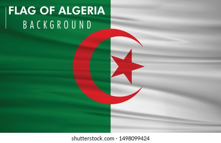 Vector waving flag of Algeria illustration