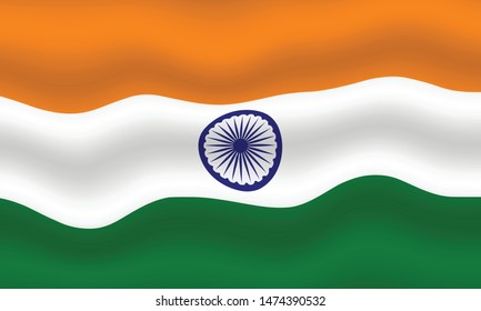 Vector waving flag of India illustration
