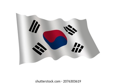 Vector waving flag of South Korea.