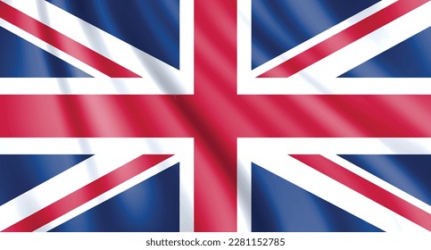 Vector waving flag of United Kingdom.
