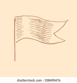 Vector waving flag in vintage engrave style for templates, icons, web, polygraphy.