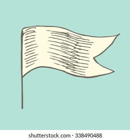 Vector waving flag in vintage engrave style for templates, icons, web, polygraphy.
