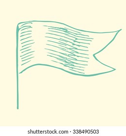Vector waving flag in vintage engrave style for templates, icons, web, polygraphy.
