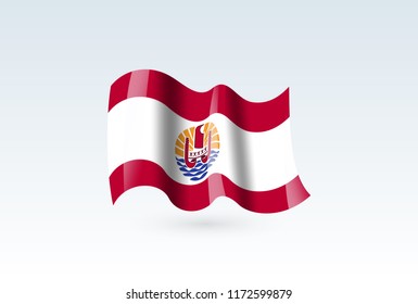 Vector of waving French Polynesia flag, isolated flag icon. independence day or national day flag symbol.
