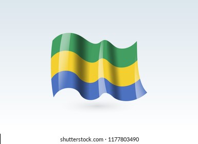 Vector of waving Gabon flag, isolated flag icon. independence day or national day flag symbol.