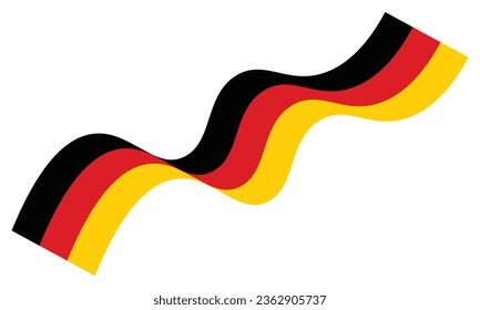 Vector Waving Germany Flag ribbon on white background. Waving ribbon German Flag Vector. Elegant wavy vector flag of the Germany. Wave German national vector banner, ribbon