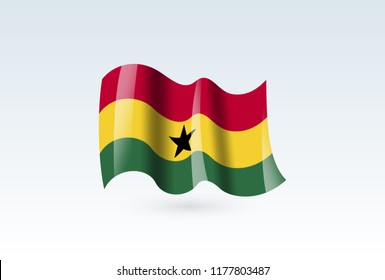 Vector of waving Ghana flag, isolated flag icon. independence day or national day flag symbol.