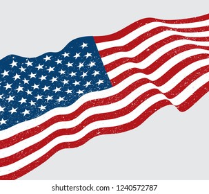 Vector waving grunge USA flag