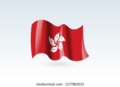 Vector of waving Hong Kong flag, isolated flag icon. independence day or national day flag symbol.