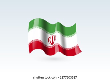 Vector of waving Iran flag, isolated flag icon. independence day or national day flag symbol.