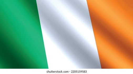 Vector Waving Ireland Flag Background.