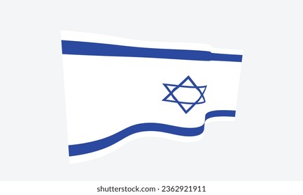 Vector Waving Israel Flag on the white background. Waving Israeli Flag Vector. Elegant waving vector flag of Israel. Wavy Israeli national vector banner
