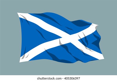 Vector waving national country flag ribbon Scotland