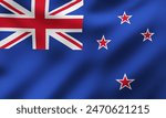 Vector Waving National Flag of New Zealand or New Zealand Ensign