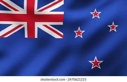 Vector Waving National Flag of New Zealand or New Zealand Ensign