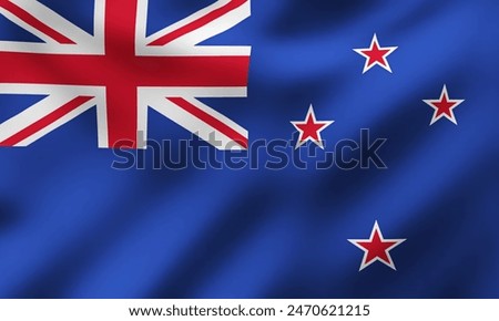 Vector Waving National Flag of New Zealand or New Zealand Ensign