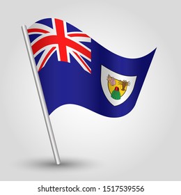 vector waving simple triangle islander flag on slanted silver pole - symbol of turks and caicos islands with metal stick - anglo america