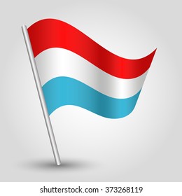 vector waving simple triangle luxembourger flag on slanted pole - icon of luxembourg with metal stick
