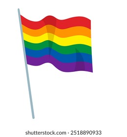 vector waving simple triangle rainbow flag on beige background - icon of homosexual people. Pride Month Vector Banner Design. LGBTQ+ Pride Flag Colors