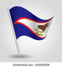 vector waving simple triangle samoan flag on slanted silver pole - symbol of american samoa with metal stick