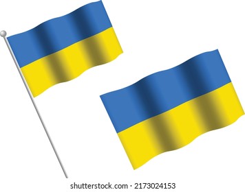 vector de ondear la bandera de Ucrania con vara y sin vara - con fondo blanco. Perfecto para ilustración o mercancía