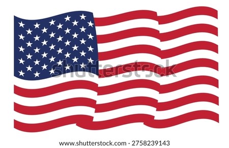 Vector Waving USA Flag. American Flag . National wavy vector flag of the United States on white background
