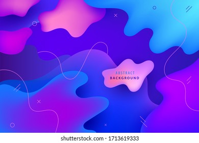 Vector wavy abstract geometric, liquid shapes background. Trendy gradient colorful composition, dynamic illustration